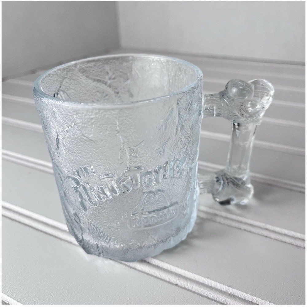 1993 McDonald's Flintstones Frosted Glass Mugs Set of 2 – Fred & Barney – VGC - Picture 4 of 12